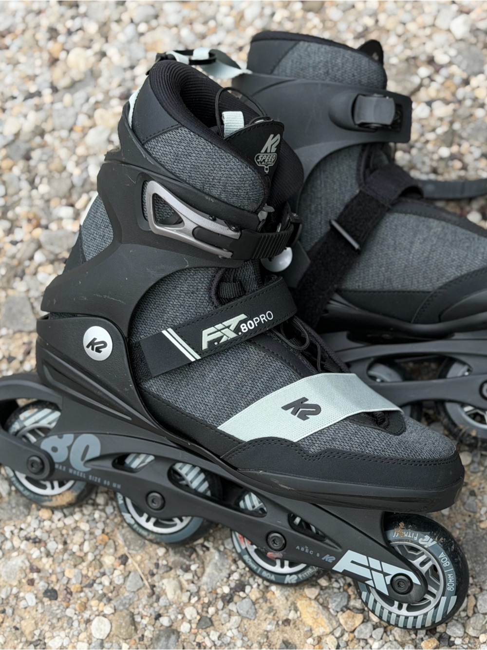 K2 F.I.T. 80 Pro Inline Skates Men's Black Gray Rollerblades Size 10. Great!